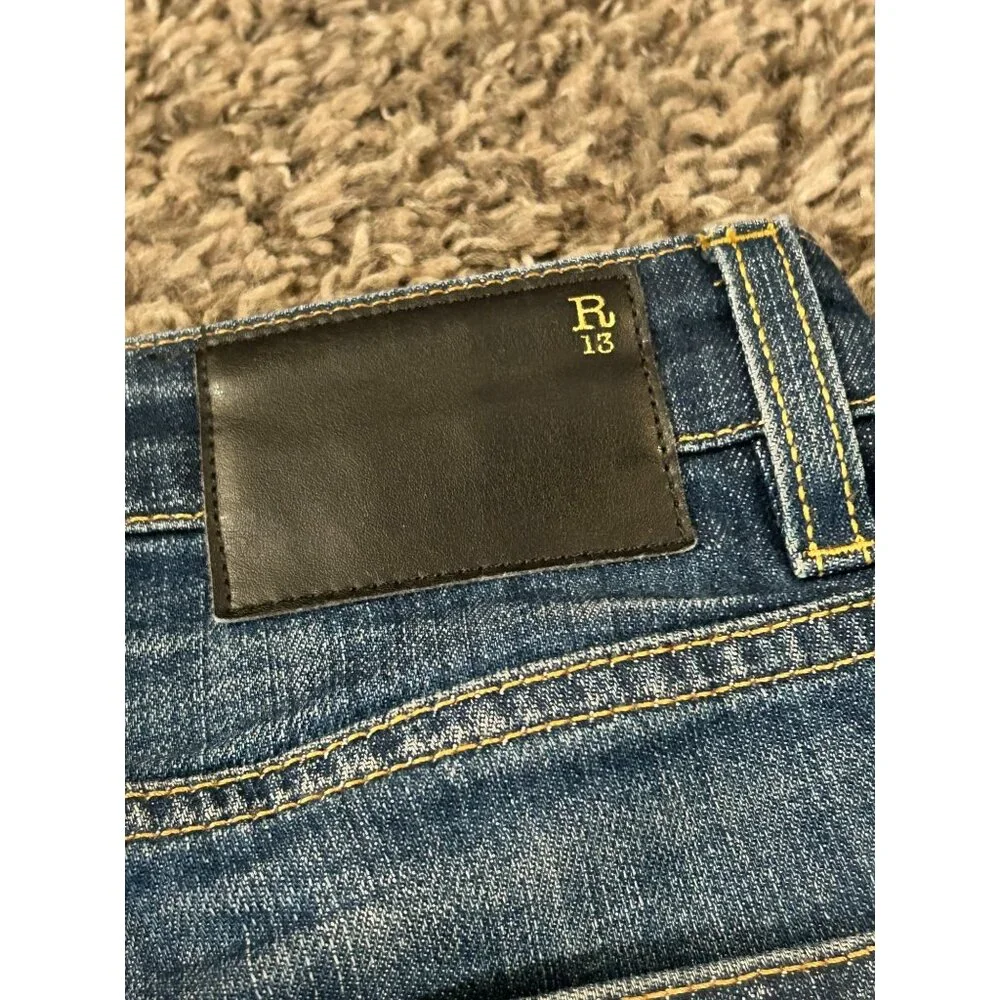 R13 Jeans (Size 27) "Biker Boy" DIY Cut Off Shorts Blue Denim - Picture 3 of 6